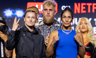 Katie Taylor and Amanda Serrano came face-to-face at the Empire State Building Photo Credit: Ed Mulholland/Matchroom