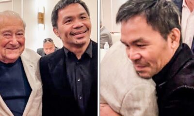 Manny Pacquiao REUNITES with Bob Arum & gives BIG HUG hours before HALL OF FAME INDUCTION