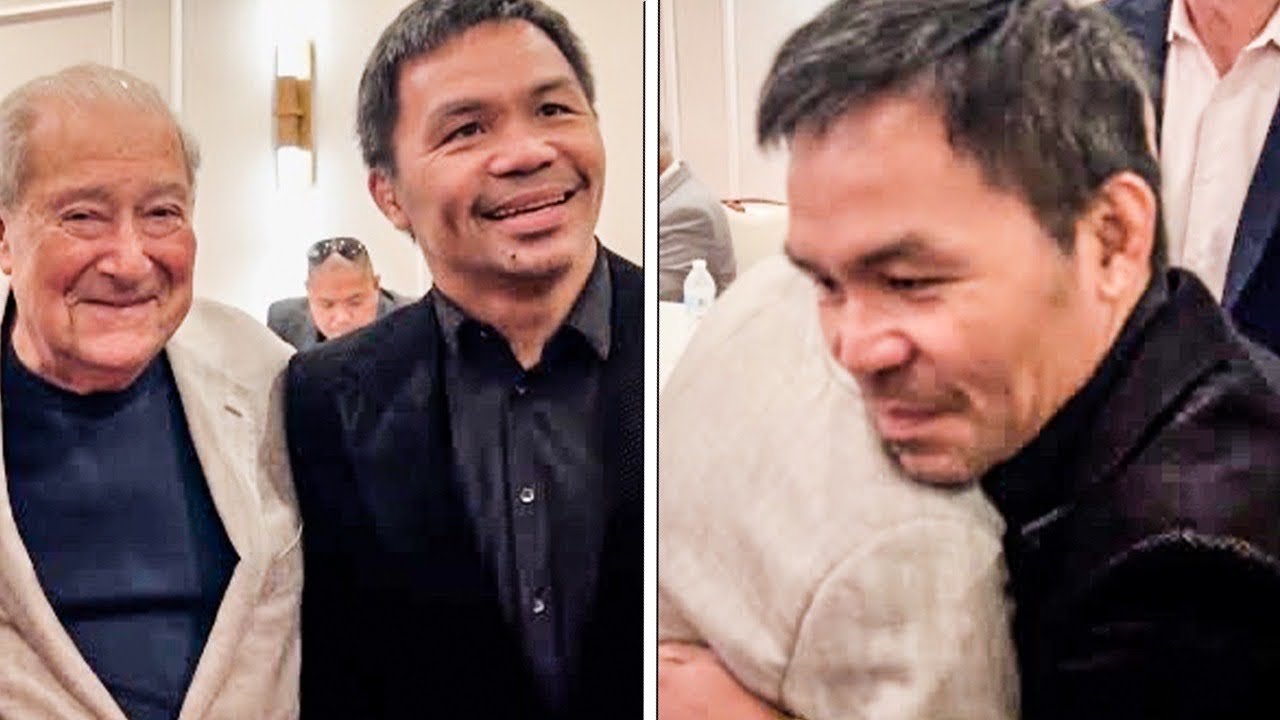 Manny Pacquiao REUNITES with Bob Arum & gives BIG HUG hours before HALL OF FAME INDUCTION