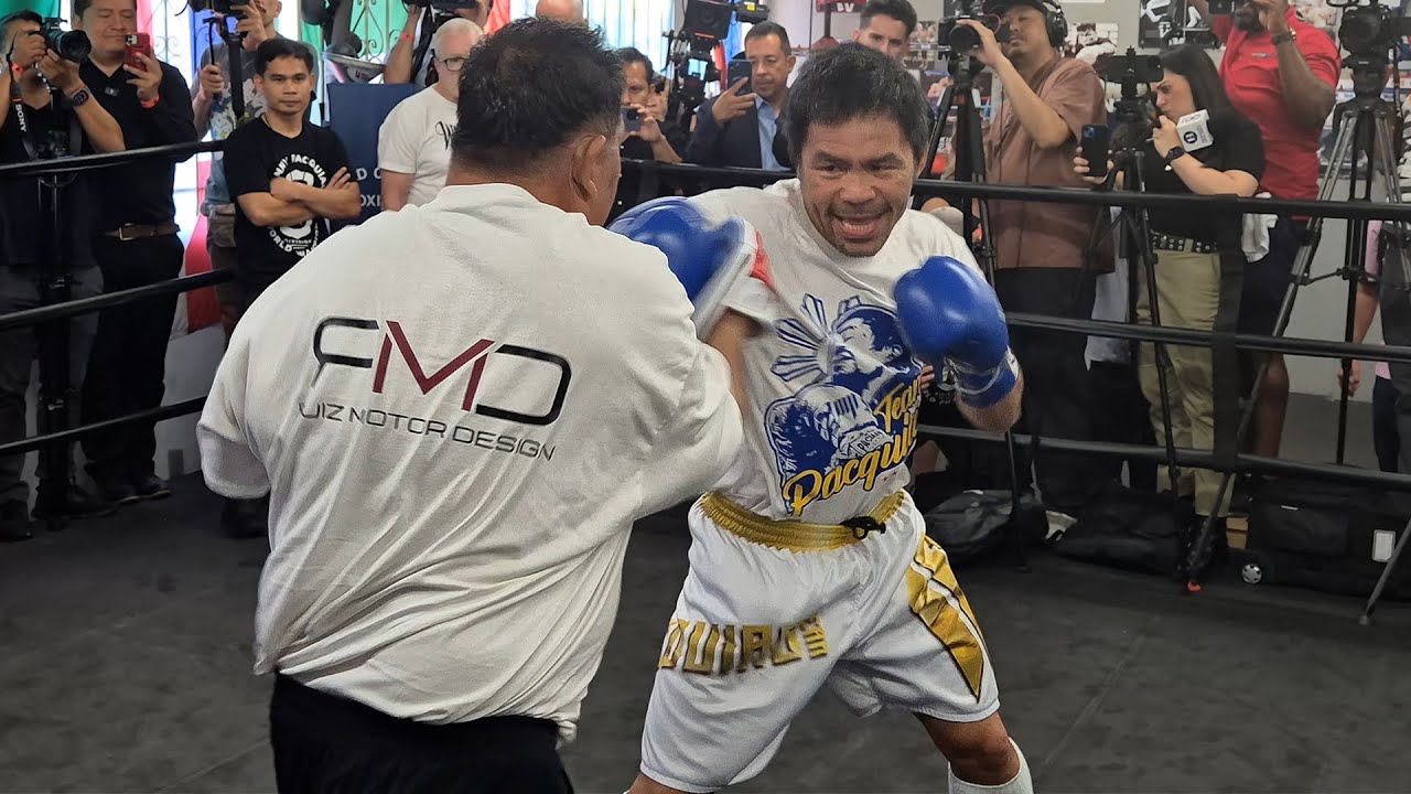 OLD MANNY PACQUIAO BLISTERING HAND SPEED! • Mario Barrios vs Manny Pacquiao FULL OPEN WORKOUT