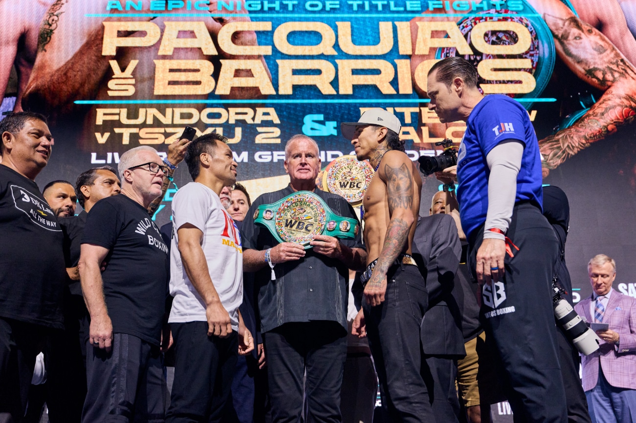 Image: Pacquiao 146.8 vs. Barrios 146.2 and Fundora 152.6 vs. Tszyu 153.2 - Official Weigh-in Results for Saturday