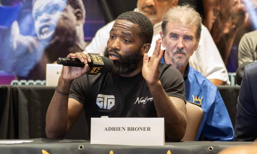 Adrien Broner talks at the press conference for the Blair Cobbs fight