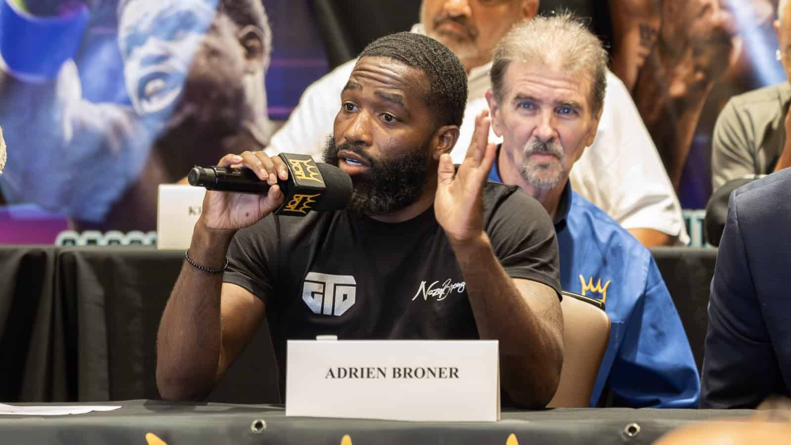Adrien Broner talks at the press conference for the Blair Cobbs fight
