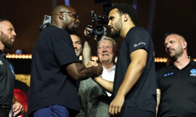 Image: The psychological game: Moses Itauma Attempts to Read Dillian Whyte’s Eyes for a "Wolf or Sheep" Glimpse