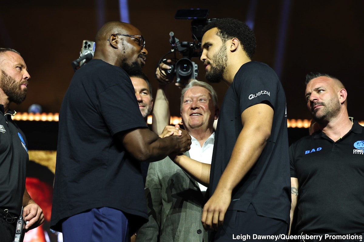 Image: The psychological game: Moses Itauma Attempts to Read Dillian Whyte’s Eyes for a "Wolf or Sheep" Glimpse