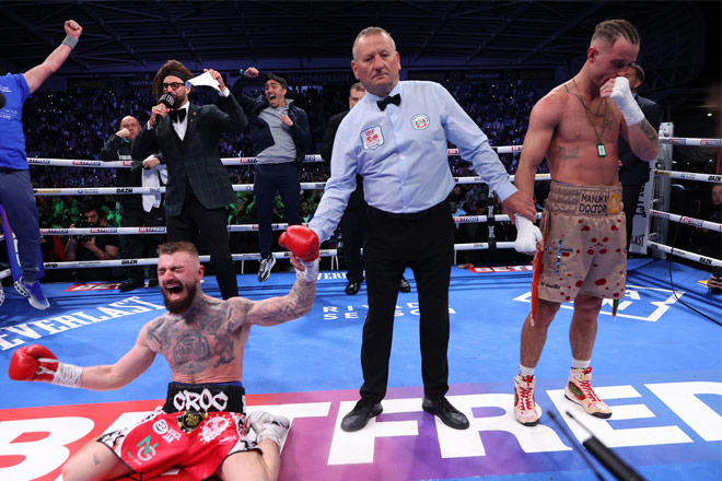 Lewis Crocker defeated Paddy Donovan over twelve rounds credit: Matthew Pover Matchroom Boxing