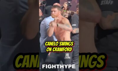 Canelo THROWS PUNCHES on Crawford at Weigh-in