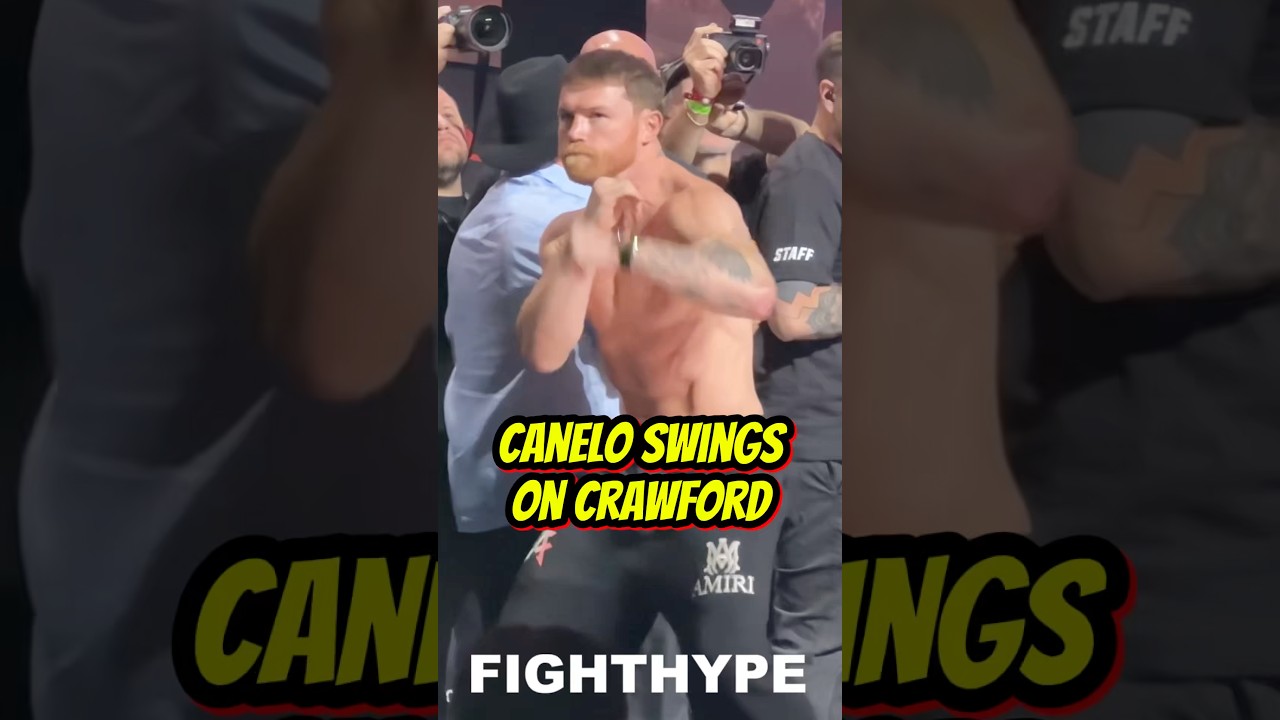 Canelo THROWS PUNCHES on Crawford at Weigh-in
