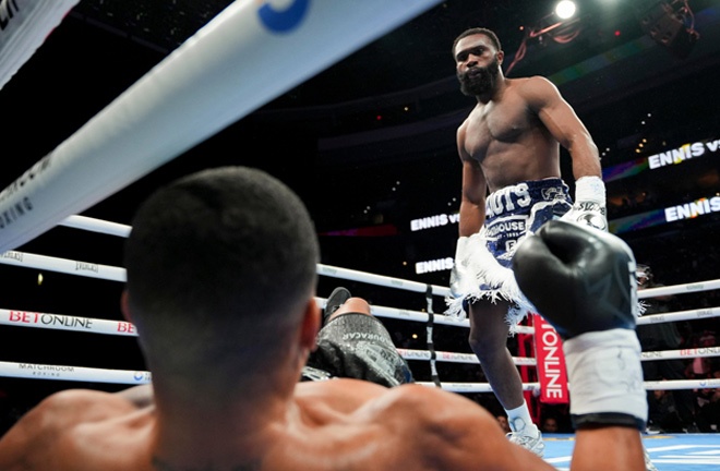 Ennis floored Lima three times Photo Credit: Emma Brawley Matchroom Boxing