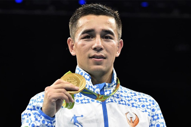 Two-time Olympic and current IBA World Champion Hasanboy Dusmatov performs at the IBA