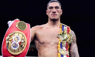 Opetaia defends the IBF and Ring Magazine belts on December 6 against Cinkara. Photo: Mark Robinson Matchroom Boxing