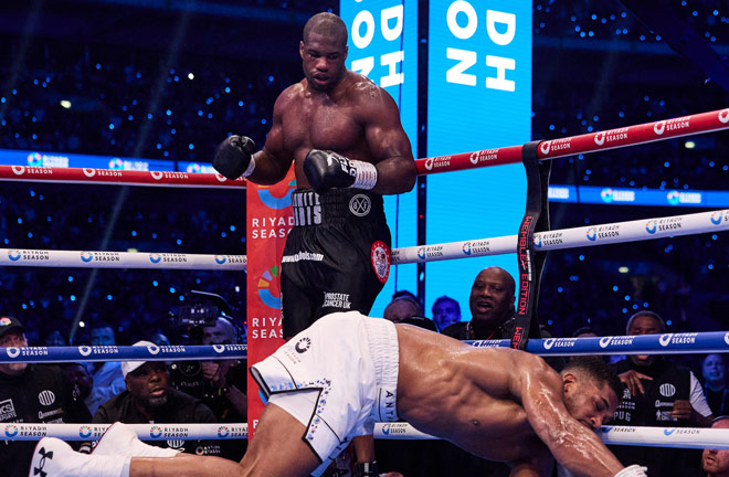 Joshua suffered a brutal defeat to Dubois. Photo: Mark Robinson Matchroom Boxing