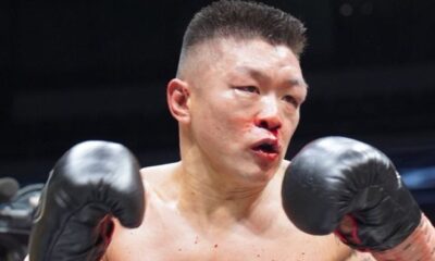 Khegai was bloody. Photo: Zanfer Boxing