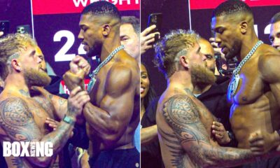 Anthony Joshua CHECKS Jake Paul As He PUTS HANDS On Him At Weigh In