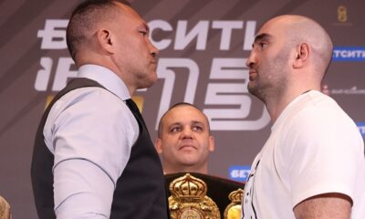 Pulev and Gassiev face to face before Friday's showdown. Photo: IBA Pro