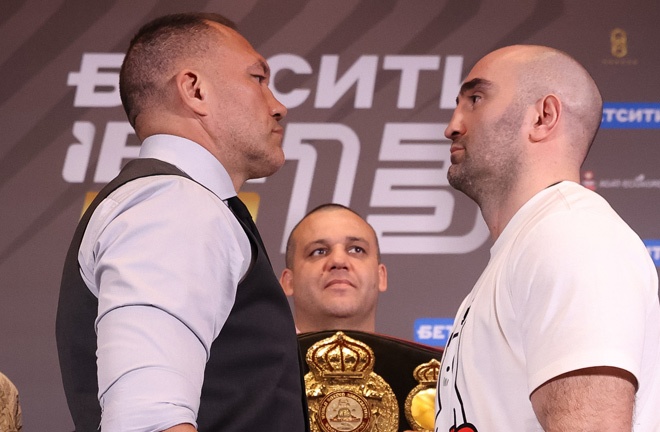 Pulev and Gassiev face to face before Friday's showdown. Photo: IBA Pro