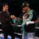 Eddie Hearn congratulating Ben Whittaker after his win over Benjamin Gavazi