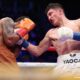William Zepeda lands a left hand on Shakur Stevenson during their lightweight bout at Louis Armstrong Stadium in Queens, New York.
