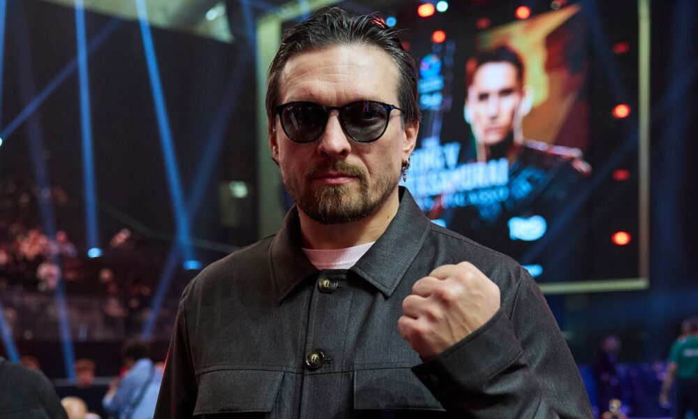 Oleksandr Usyk appears at a boxing event ahead of the next phase of the heavyweight title picture