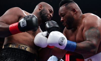 Ibeh cut Miller's hair in the second round. Photo: Cris Esqueda Matchroom Boxing