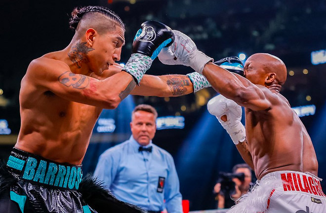 Barrios secured the interim WBC welterweight title with a victory over Ugas. Photo: Esther Lin/SHOWTIME