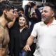 Ryan Garcia and Oscar De La Hoya chat at an open workout