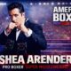 Shea Arender poses in front of a boxing ring at the Mayweather Boxing Club