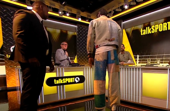 Wilder faced Jordan before storming off the set. Photo: talkSPORT