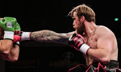 Heavyweight Thomas Narmo lands a right hand during a fight