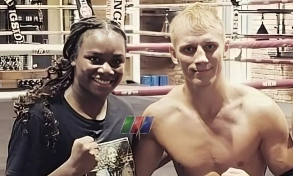 Claressa Shields and Arturs Ahmetovs pictured during a gym session.