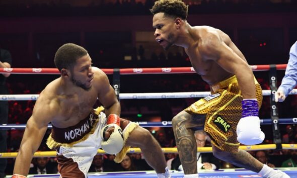 Haney eliminated Norman Jr in the second round. Photo: Queensberry/Leigh Dawney