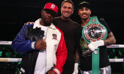 Ben Whittaker poses in the ring with the WBC Silver light heavyweight title after stopping Benjamin Gavazi on November 29, 2025.