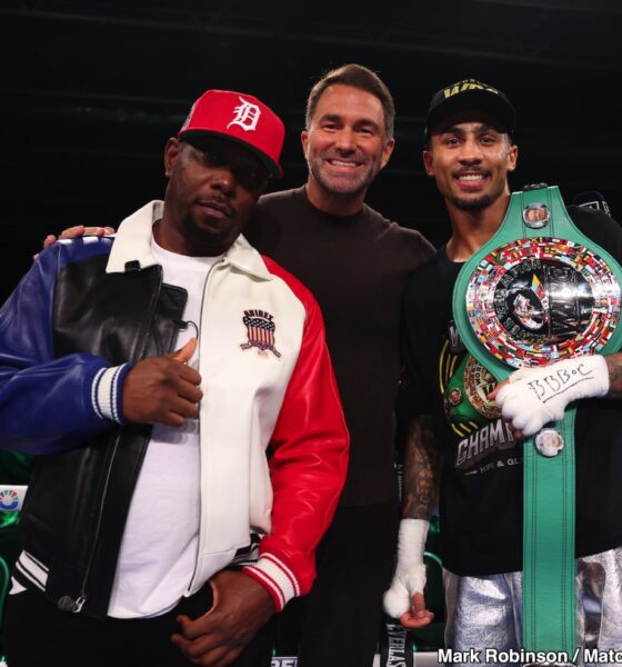 Ben Whittaker poses in the ring with the WBC Silver light heavyweight title after stopping Benjamin Gavazi on November 29, 2025.