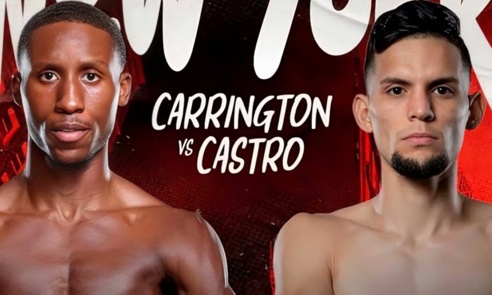 Bruce Carrington vs Carlos Castro WBC featherweight title fight poster