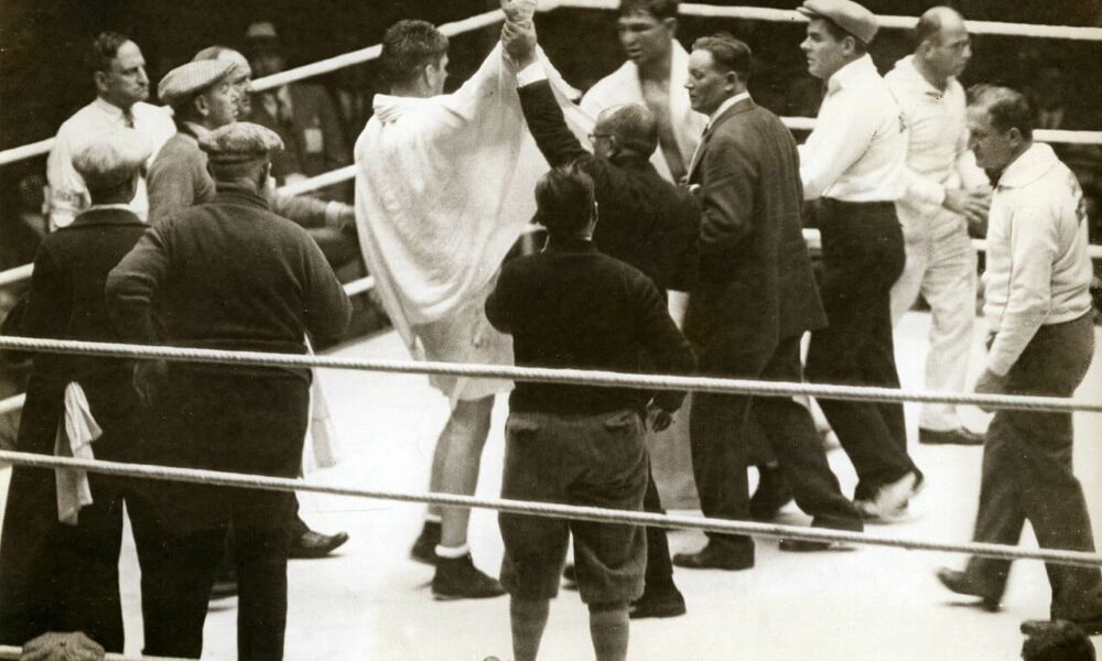 Gene Tunney declared winner over Jack Dempsey after the 1927 heavyweight championship fight in Chicago.