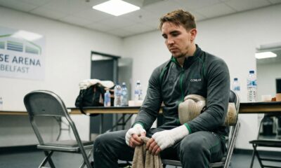 Michael Conlan locker room after fight announcing retirement Belfast