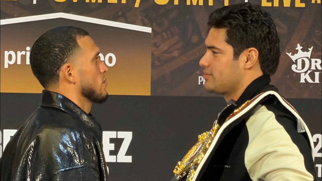 David Benavidez SIZES UP BIGGER Zurdo Ramirez during INTENSE FACE OFF