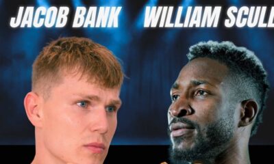 Jacob Bank and William Scull pictured ahead of their super middleweight bout in Denmark.