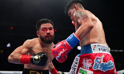 Nunez suffered damage to his right eye before the break. Photo: Cris Esqueda Matchroom Boxing