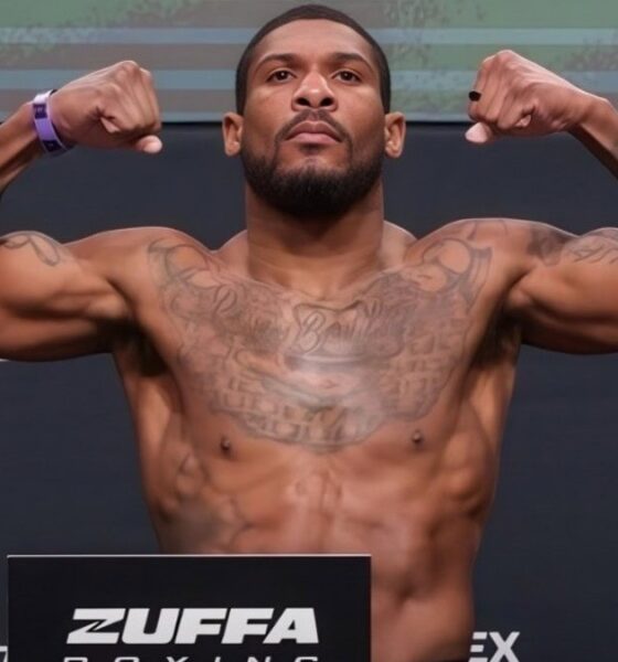 Brandon Glanton weighs in for his Zuffa Boxing bout with Jai Opetaia
