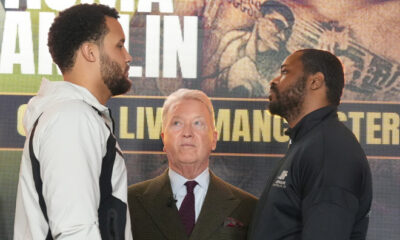 Moses Itauma and Jermaine Franklin face-to-face ahead of Saturday's clash in Manchester Photo: Leigh Dawney/Queensberry Promotions