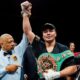Lester Martinez celebrates winning the WBC interim super middleweight title