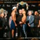 Sebastian Fundora and Keith Thurman face off at the weigh-in for their WBC junior middleweight title fight in Las Vegas.