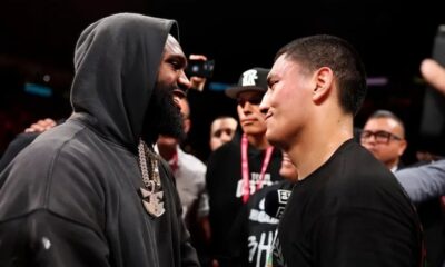 Jaron Ennis and Vergil Ortiz Jr face off during a boxing event