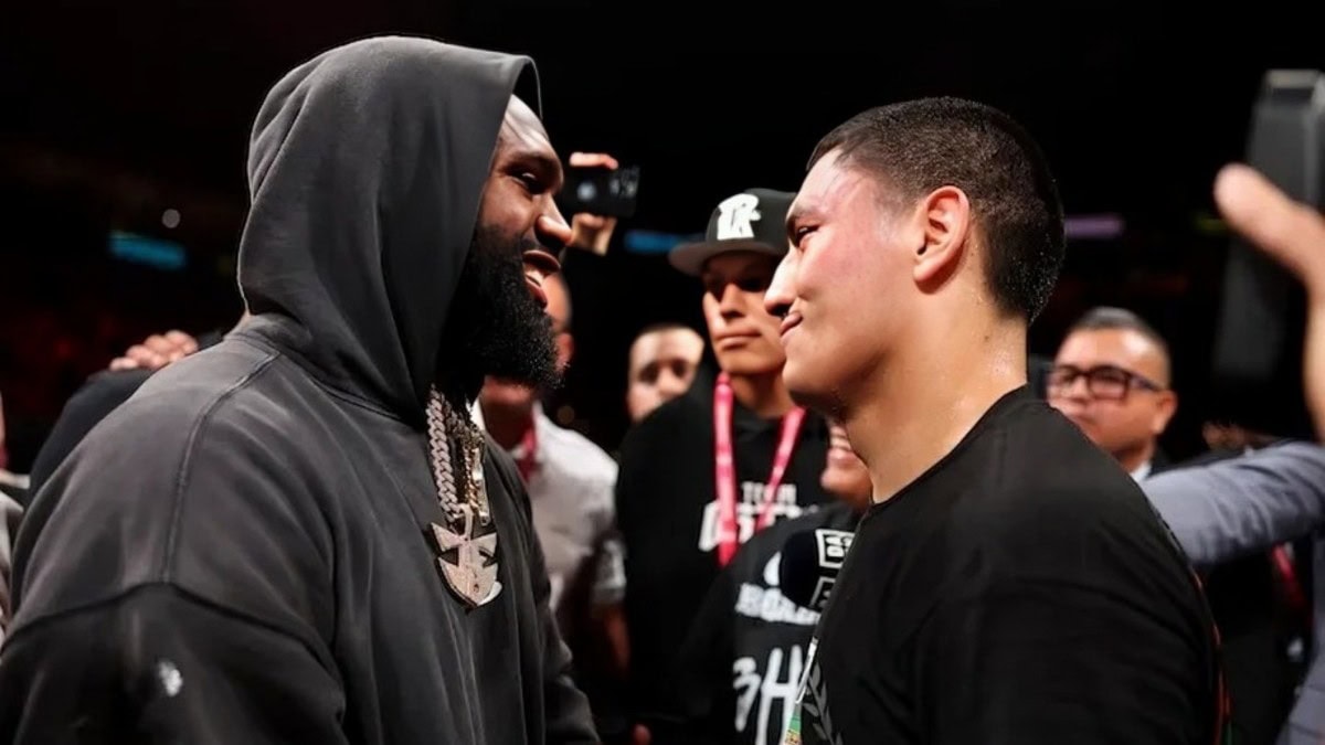 Jaron Ennis and Vergil Ortiz Jr face off during a boxing event