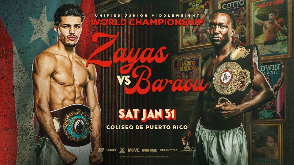 Poster for the Zayas vs Baraou world title fight