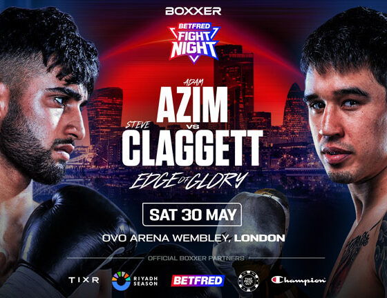 Azim and Claggett will clash at Wembley on May 30. Photo: BOXXER