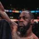Deontay Wilder celebrates after defeating Derek Chisora in London.