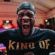 Deontay Wilder shouts with raised fists during a media appearance ahead of his proposed fight with Derek Chisora