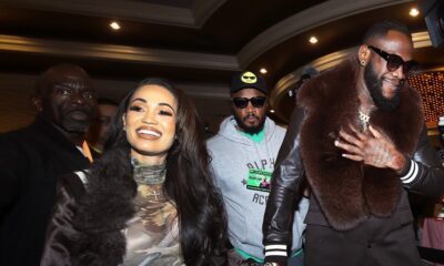 Deontay Wilder arrives with former fiancée Telli Swift at a boxing event